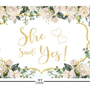 ABLIN 7x5ft She Said Yes Backdrop Pink Floral Bridal Shower Decorations Bachelorette Bride to Be Engagement Party Decorations CQ321 0