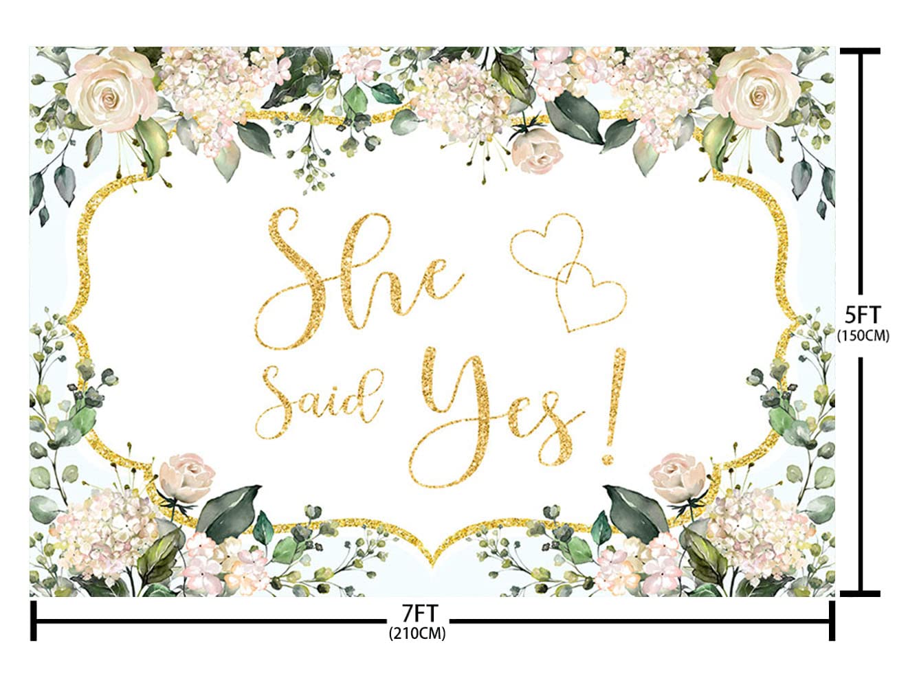 ABLIN 7x5ft She Said Yes Backdrop Pink Floral Bridal Shower Decorations Bachelorette Bride to Be Engagement Party Decorations CQ321 0