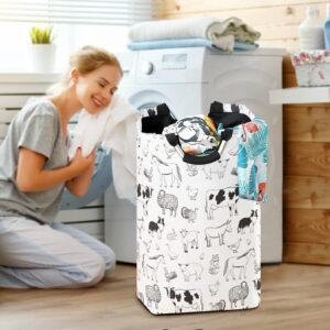 xigua Laundry Hamper Basket Farm Animals Collapsible Nursery Storage Bin Waterproof Clothing Baskets for Home Bedroom Bathroom Washing Room