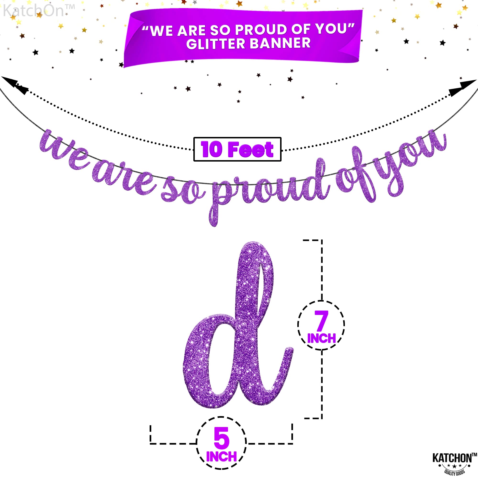 KatchOn, We are So Proud of You Banner - Glitter 10 Feet, No DIY | Congratulations Banner, Purple Graduation Decorations Class of 2024 | Lavender Graduation Decorations, So Proud of You Decorations