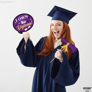 KatchOn, Graduation Photo Booth Props 2024 - Glitter, Pack of 30 | Black and Purple Graduation Photo Props | Graduation Props for Photoshoot 2024, Black and Purple Graduation Decorations Class of 2024