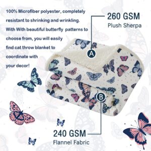 SOULZZZ Garden Purple Butterfly Sherpa Throw Blanket Soft Blankets and Throws Lightweight Plush Butterfly Gifts for Women Kids Girls Butterfly Lovers Gifts (Colorful Butterfly, 50X60 Inches)