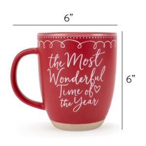 Elanze Designs Wonderful Raw Clay Bottom Red 16 ounce Ceramic Christmas Coffee Mug