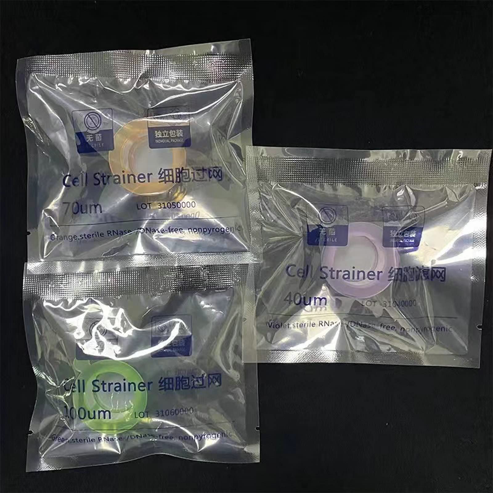 Cell Strainer - 70µm Orange，RNase/DNase Free/Pyrogen Safe,Individually Wrapped, 50 per Box