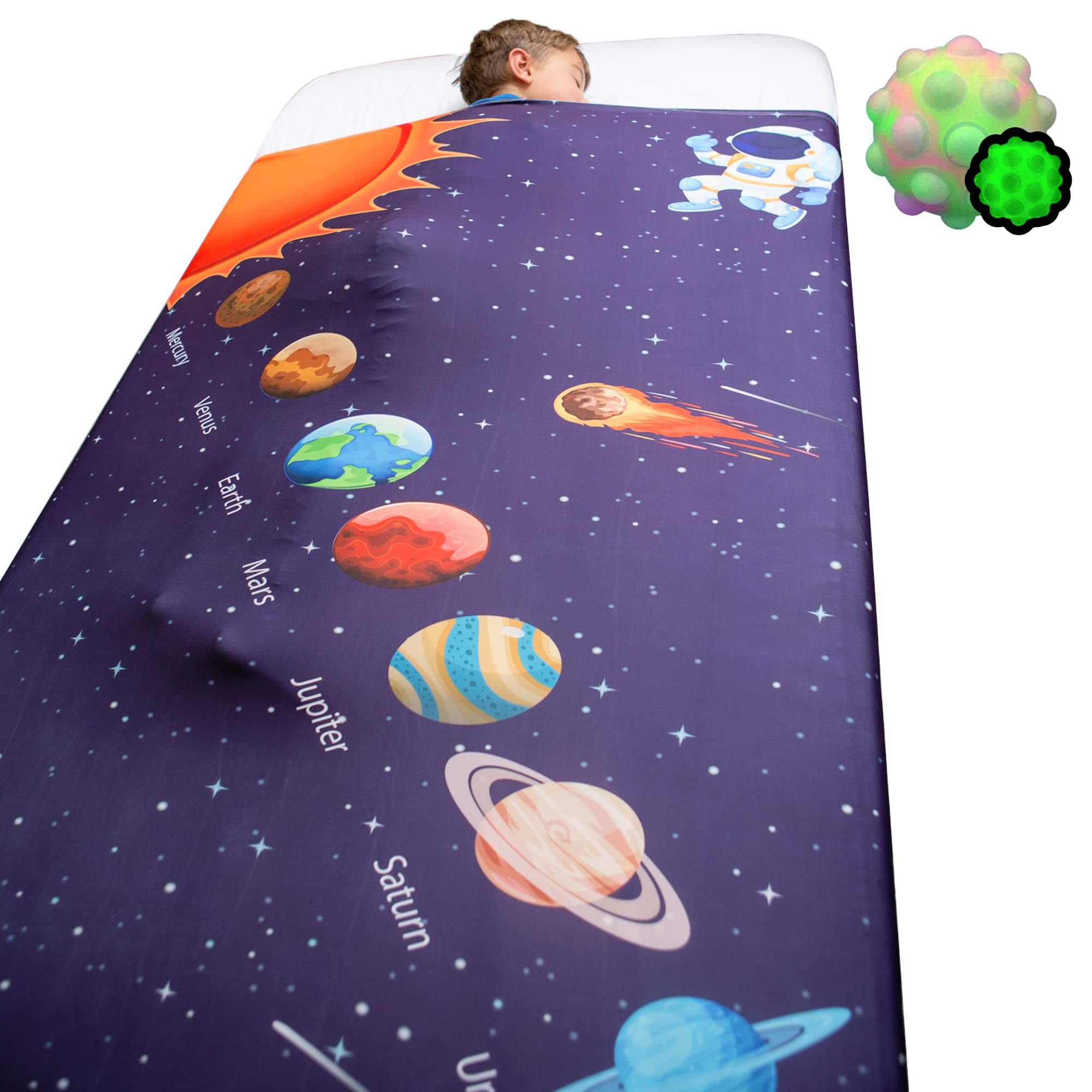 SAVOIZ Compression Sheet for Kids | Twin Size | Solar System Design