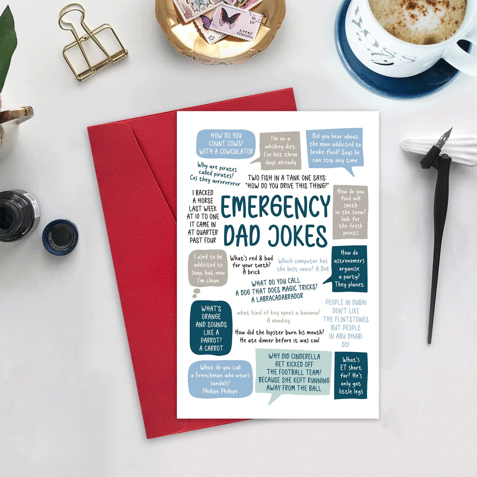 Ulbeelol Funny Card for Dad, Hilarious Emergency Dad Jokes Father's Day Card, Humorous Birthday Card for Father