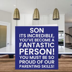 Funny Birthday Cards for Son - Amazing Person - Joke Happy Birthday Card for Son from Mom or Dad, Son Birthday Gifts from Parents, 5.7 x 5.7 Inch Birthday Greeting Cards Gift for Son