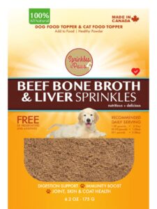 sprinkles & paws beef bone broth and liver sprinkles | dog food topper with beef liver for dogs and beef bone broth in healthy powder form | liver powder for dogs helps with eating and appetite