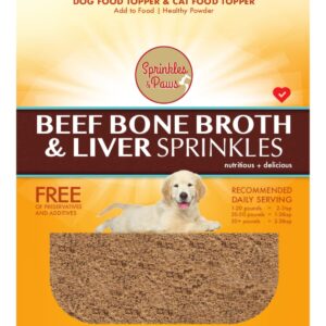 Sprinkles & Paws Beef Bone Broth and Liver Sprinkles | Dog Food Topper with Beef Liver for Dogs and Beef Bone Broth in Healthy Powder Form | Liver Powder for Dogs Helps with Eating and Appetite