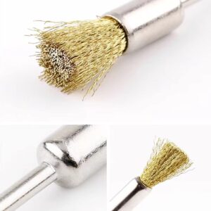 10 Pieces Extended Stainless Copper Wire Cleaning End Brushes Pen Wire Brush Rust Paint Removal Bits Polishing Rotary Tools Accessories 3 mm Mandrel (6 mm end Brush)