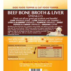 Sprinkles & Paws Beef Bone Broth and Liver Sprinkles | Dog Food Topper with Beef Liver for Dogs and Beef Bone Broth in Healthy Powder Form | Liver Powder for Dogs Helps with Eating and Appetite