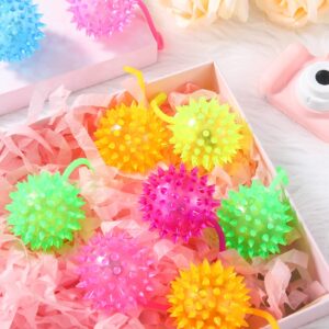 Sotiff 18 Pcs Light up Ball Spiky LED Bouncy Ball Flashing Squeaky Ball Multicolor Puffer Balls Stress Relief Balls Rubber Sensory Toy Carnival Prizes Bulk Party Favors for Teens, Adults, Children