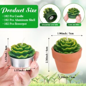 Treela 18 Pcs Succulent Cactus Tealight Candles Handmade Tea Lights Baby Shower Plant Candle Gift with Mini Terracotta Clay Candle Holders for Home Birthday Christmas Wedding Party(Classic)