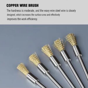 10 Pieces Extended Stainless Copper Wire Cleaning End Brushes Pen Wire Brush Rust Paint Removal Bits Polishing Rotary Tools Accessories 3 mm Mandrel (6 mm end Brush)