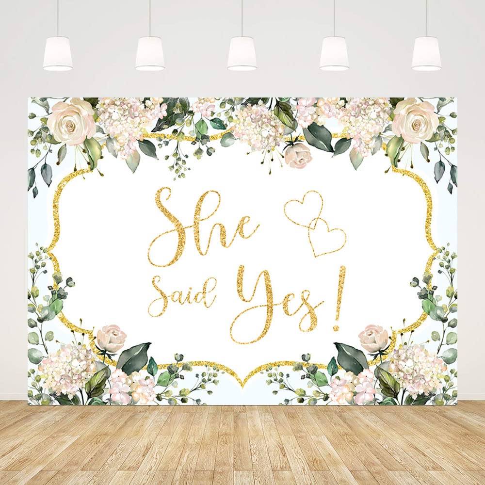 ABLIN 7x5ft She Said Yes Backdrop Pink Floral Bridal Shower Decorations Bachelorette Bride to Be Engagement Party Decorations CQ321 0