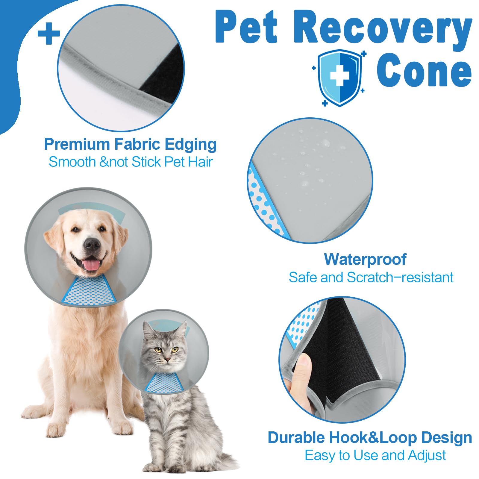 Supet Dog Cone Collar Adjustable After Surgery, Comfortable Pet Recovery Collar & Cone for Large Medium Small Dogs, Elizabethan Dog Neck Collar Plastic Practical