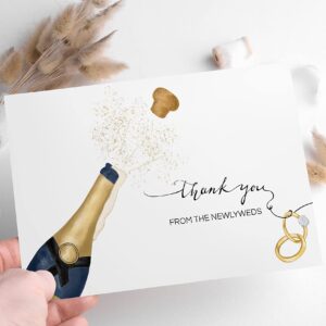 100 Wedding Thank You Cards from the New Mr and Mrs | 4x6 Bulk Thank You Cards with Envelopes | Wedding Shower Beyond Grateful Thank You Notes for Wedding, Bridal Shower and Baby Shower