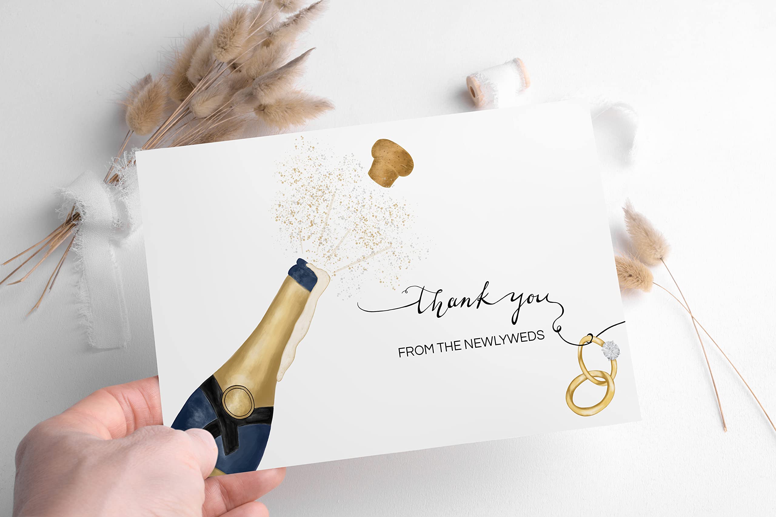 100 Wedding Thank You Cards from the New Mr and Mrs | 4x6 Bulk Thank You Cards with Envelopes | Wedding Shower Beyond Grateful Thank You Notes for Wedding, Bridal Shower and Baby Shower