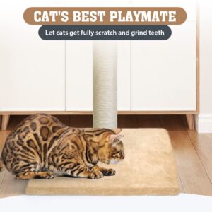 petellow 31'' Tall Cat Scratching Post - Cat Claw Scratcher with Hanging Ball - Scratching Posts for Indoor Large Cats - Durable Stable Cat Furniture with Sisal Rope - Cat Scratch Post - Beige