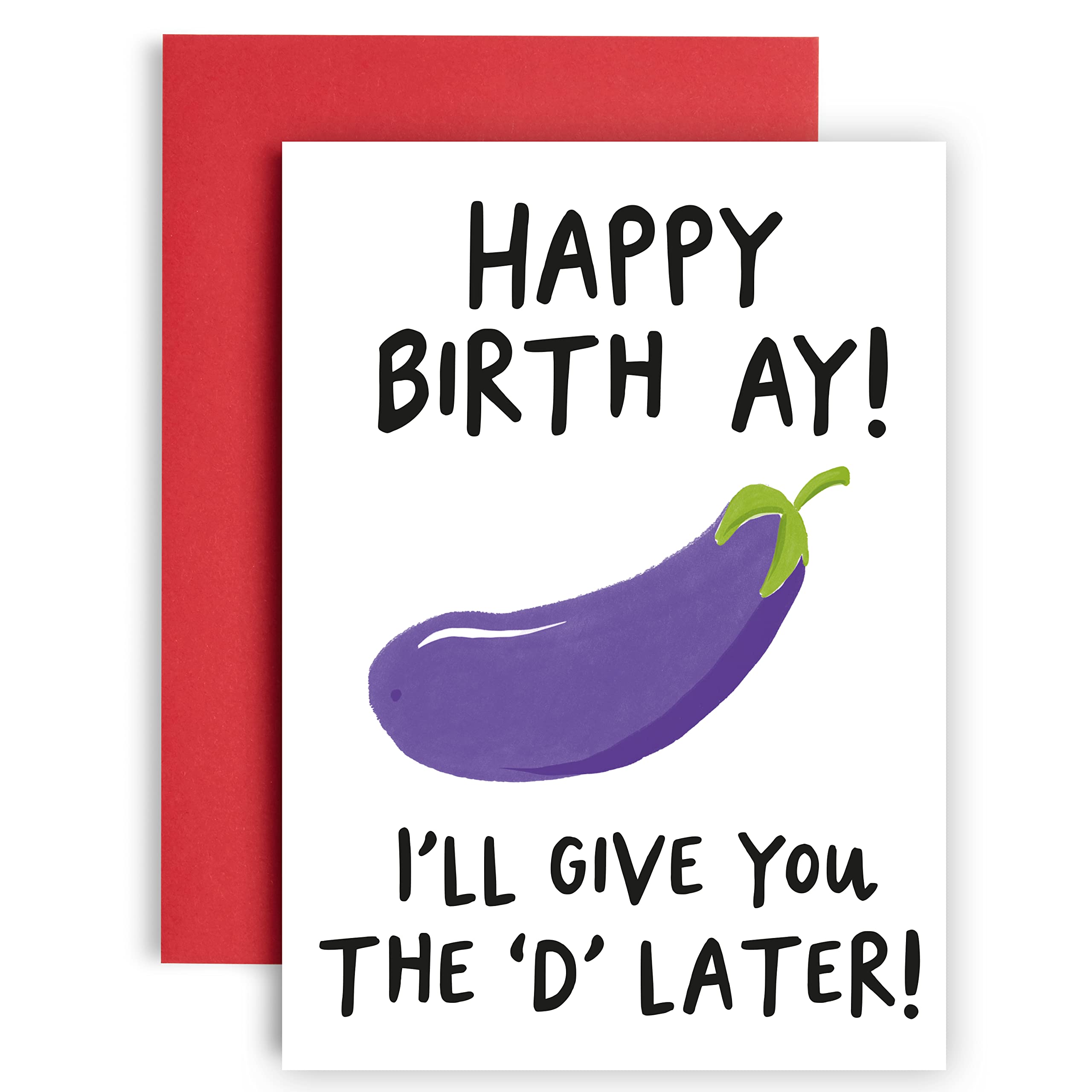 Huxters Funny Birthday Card I'll give you the D later – A5 Birthday Card for Her with Superb Illustration – Premium Ultra-Thick Paper – Funny Card for Women (Save the D)