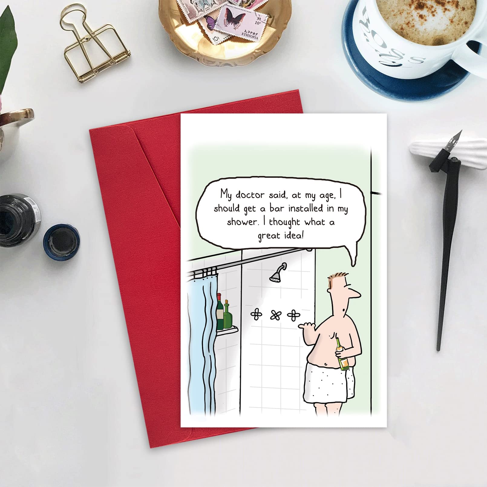 Ulbeelol Funny Father's Day Card for Dad, Birthday Card for Dad Husband, Cute Winebibber Card, 60th Birthday Card, 50th 70th Bday Card