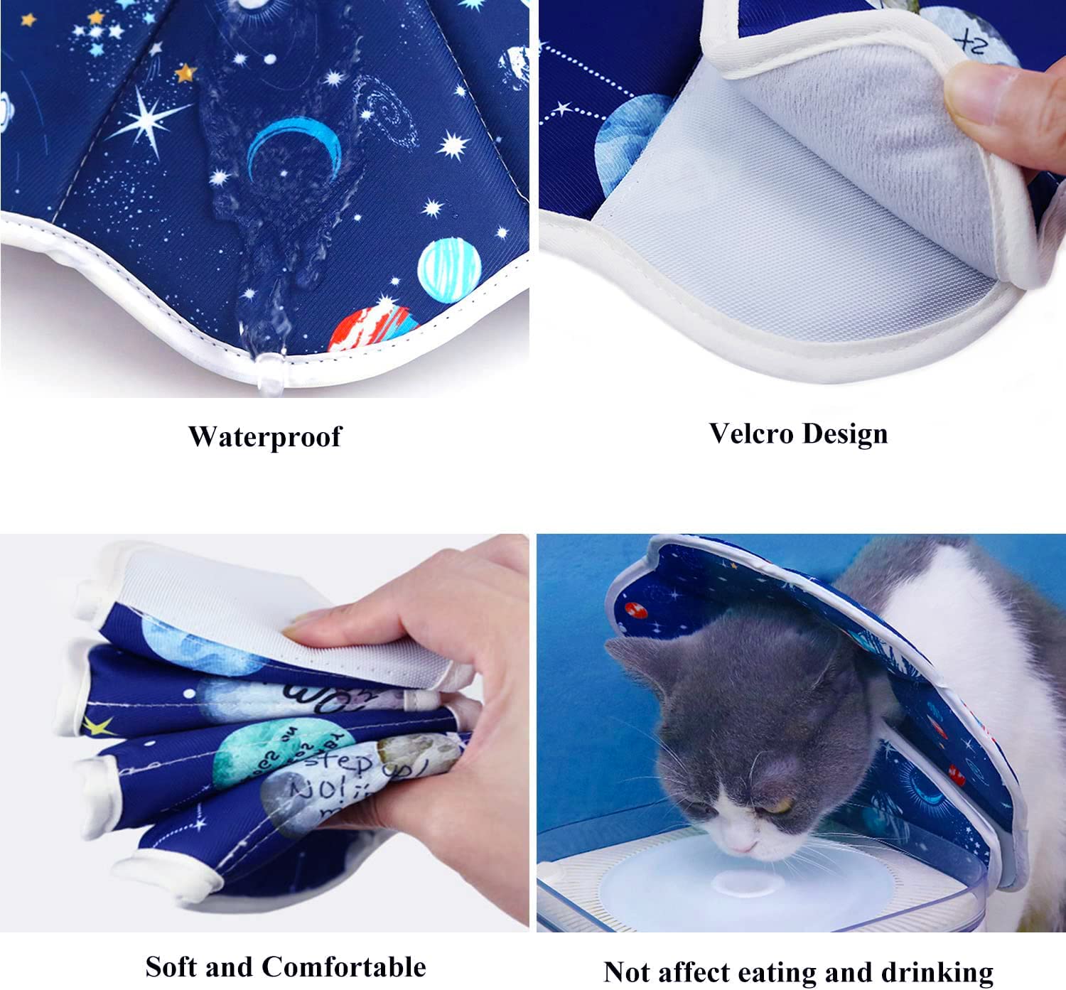 Johoxton Cat Cone, Cat Recovery Collar After Surgery Cat Cone Collar Cat Cones to Stop Licking Cat Donut Collar E Collar for Cats Puppy Dog (M, Fiber Blue)