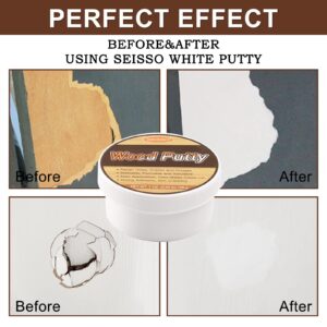 SEISSO Wood Putty, Water-Based Wood Filler, White Wood Putty for Trim, Wood Filler Paintable, Stainable, Wood Furniture Repair kit - Restore Wooden Table, Cabinet, Floors, Door