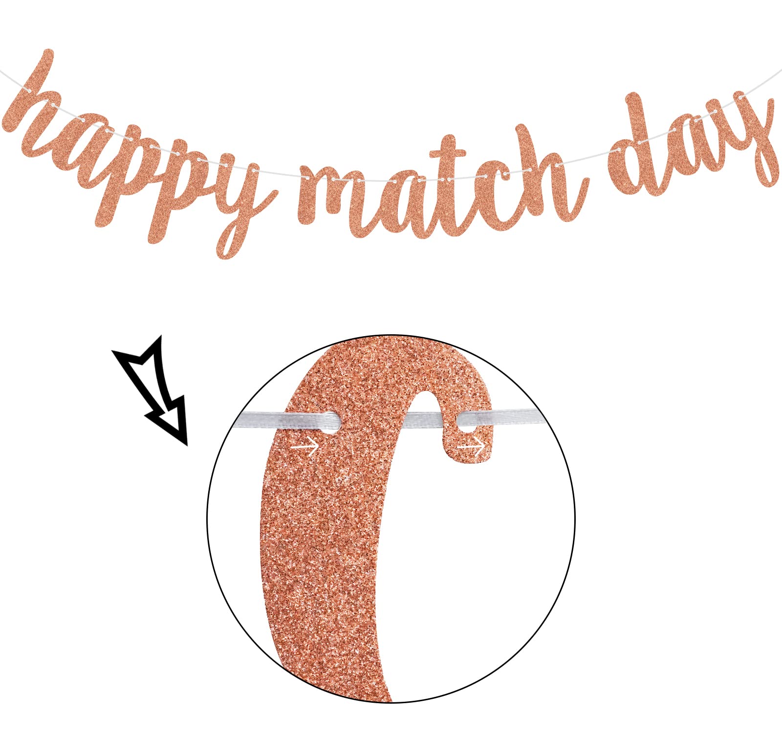 Happy Match Day Banner, 2024 Match Day Party Decorations, Doctor Matche Day Bunting Banner, Medical School Graduation Supply Rose Gold Glitter