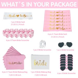 HYOWCHI Bachelorette Party Favors - Bachelorette Party Decorations Include Bride Sash, Sunglasses, Makeup Bags, Cups, Koozies, Photo Props, Headband, Scrunchies, Bridal Shower Decorations Supplies