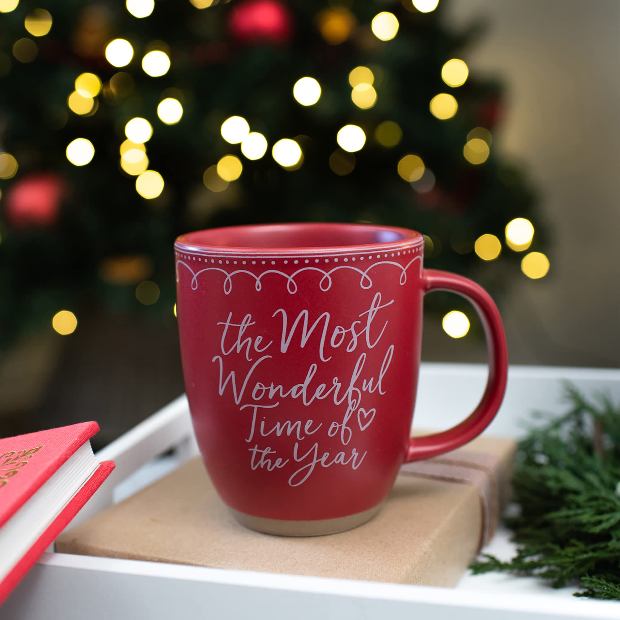 Elanze Designs Wonderful Raw Clay Bottom Red 16 ounce Ceramic Christmas Coffee Mug