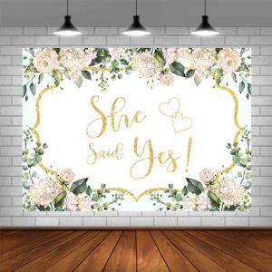 ABLIN 7x5ft She Said Yes Backdrop Pink Floral Bridal Shower Decorations Bachelorette Bride to Be Engagement Party Decorations CQ321 0