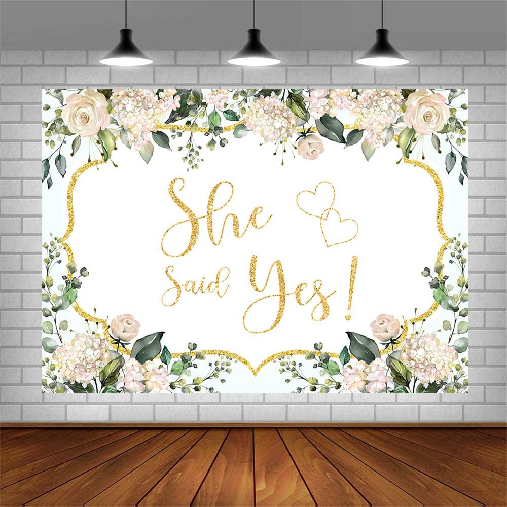 ABLIN 7x5ft She Said Yes Backdrop Pink Floral Bridal Shower Decorations Bachelorette Bride to Be Engagement Party Decorations CQ321 0