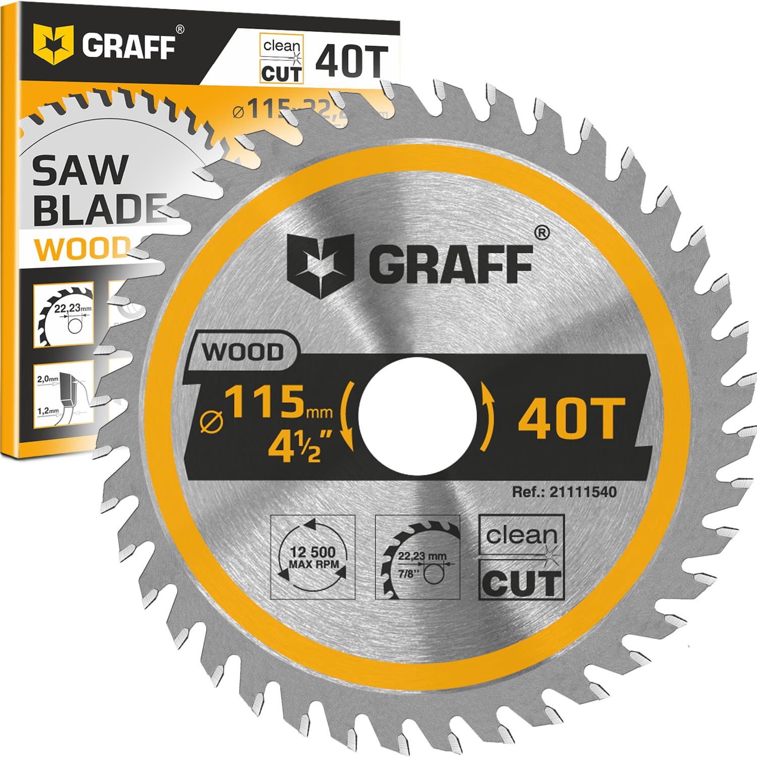 4-1/2 Inch Angle Grinder Circular Saw Blade for Wood, Plywood, Laminate, Drywall, Plastic – 40-Teeth Wood Cutting Disc with 7/8 Inch Arbor from GRAFF