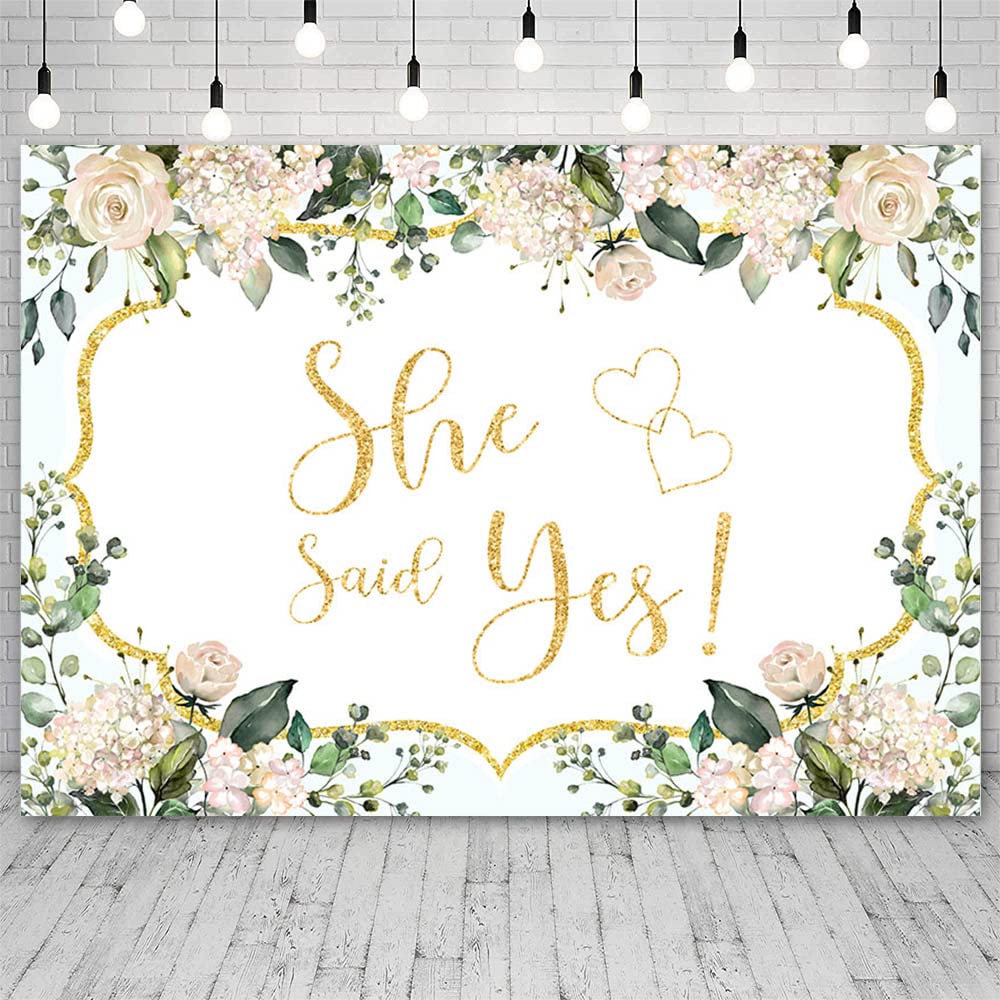 ABLIN 7x5ft She Said Yes Backdrop Pink Floral Bridal Shower Decorations Bachelorette Bride to Be Engagement Party Decorations CQ321 0