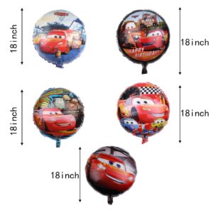 ALLPICK 5PCS Lightning McQueen Cars Foil Balloons Bouquet For Kids Birthday Car Theme Party Decorations