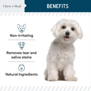 Tear Stain Remover for Dogs - 4 oz Solution - Dissolves Eye Buildup and Gunk, Reduces Staining - Water Based with Aloe Vera and Cucumber Extract - Chew + Heal