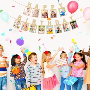 Birthday Photo Banner, Suitable for Kids and Adults Birthday Party Decoration, Annual Milestone Golden Happy Birthday Banner (gold)