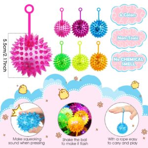 Sotiff 18 Pcs Light up Ball Spiky LED Bouncy Ball Flashing Squeaky Ball Multicolor Puffer Balls Stress Relief Balls Rubber Sensory Toy Carnival Prizes Bulk Party Favors for Teens, Adults, Children