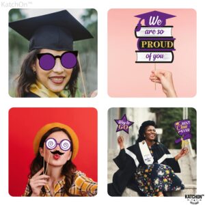 KatchOn, Graduation Photo Booth Props 2024 - Glitter, Pack of 30 | Black and Purple Graduation Photo Props | Graduation Props for Photoshoot 2024, Black and Purple Graduation Decorations Class of 2024