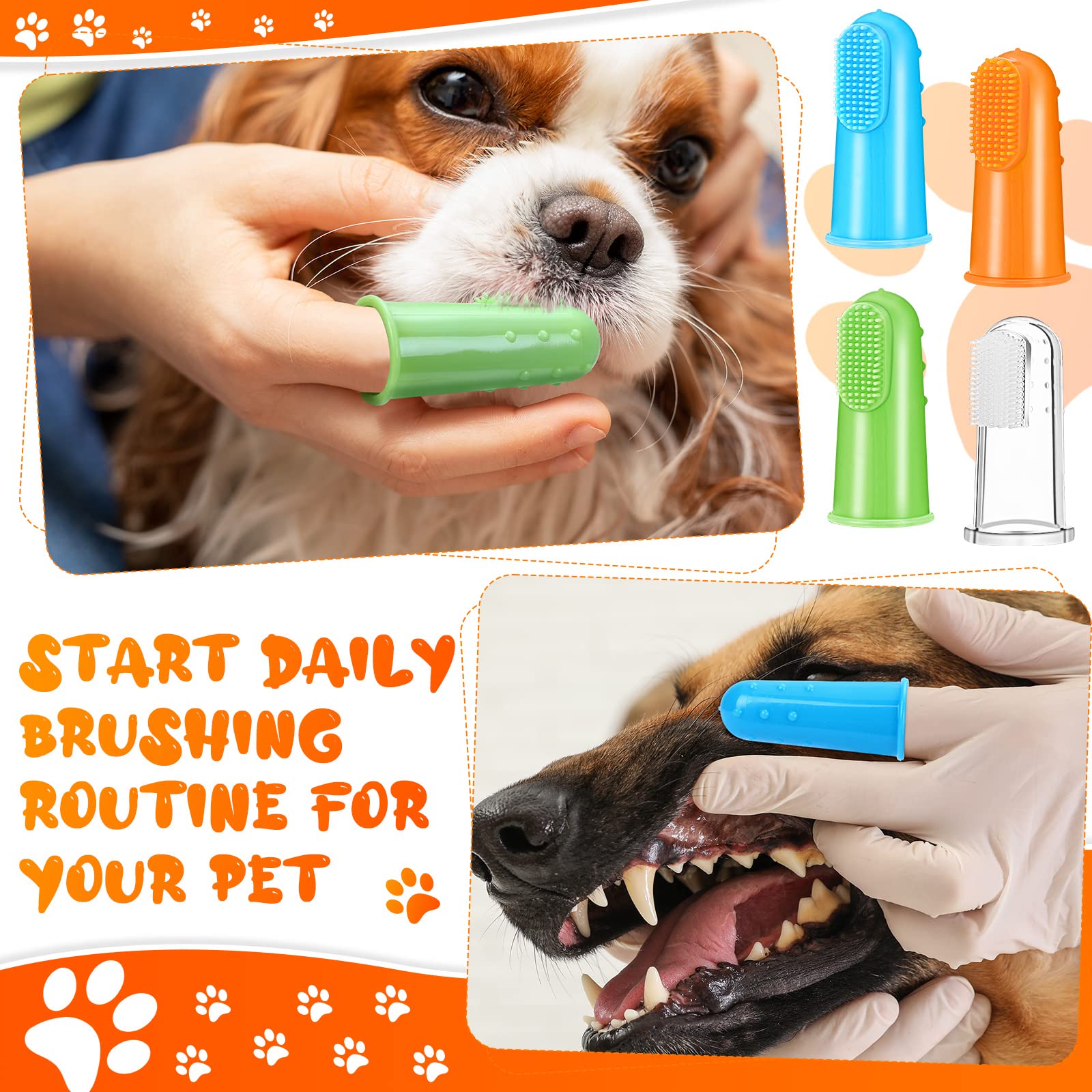 Nuogo 80 Packs Dog Toothbrush Soft Finger Brushes Pet Finger Toothbrush Easy Teeth Cleaning Dog Tooth Brush Oral Care Pet Dental Brush Pet Cleaning Finger Covers for Small Cats and Puppy