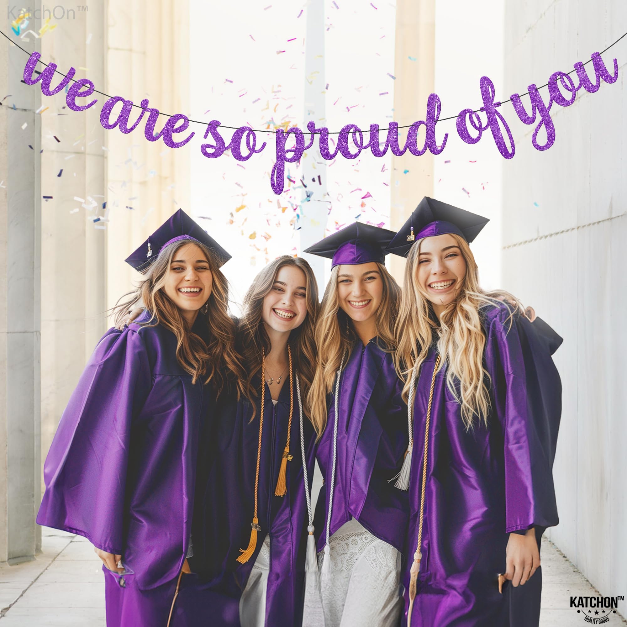 KatchOn, We are So Proud of You Banner - Glitter 10 Feet, No DIY | Congratulations Banner, Purple Graduation Decorations Class of 2024 | Lavender Graduation Decorations, So Proud of You Decorations