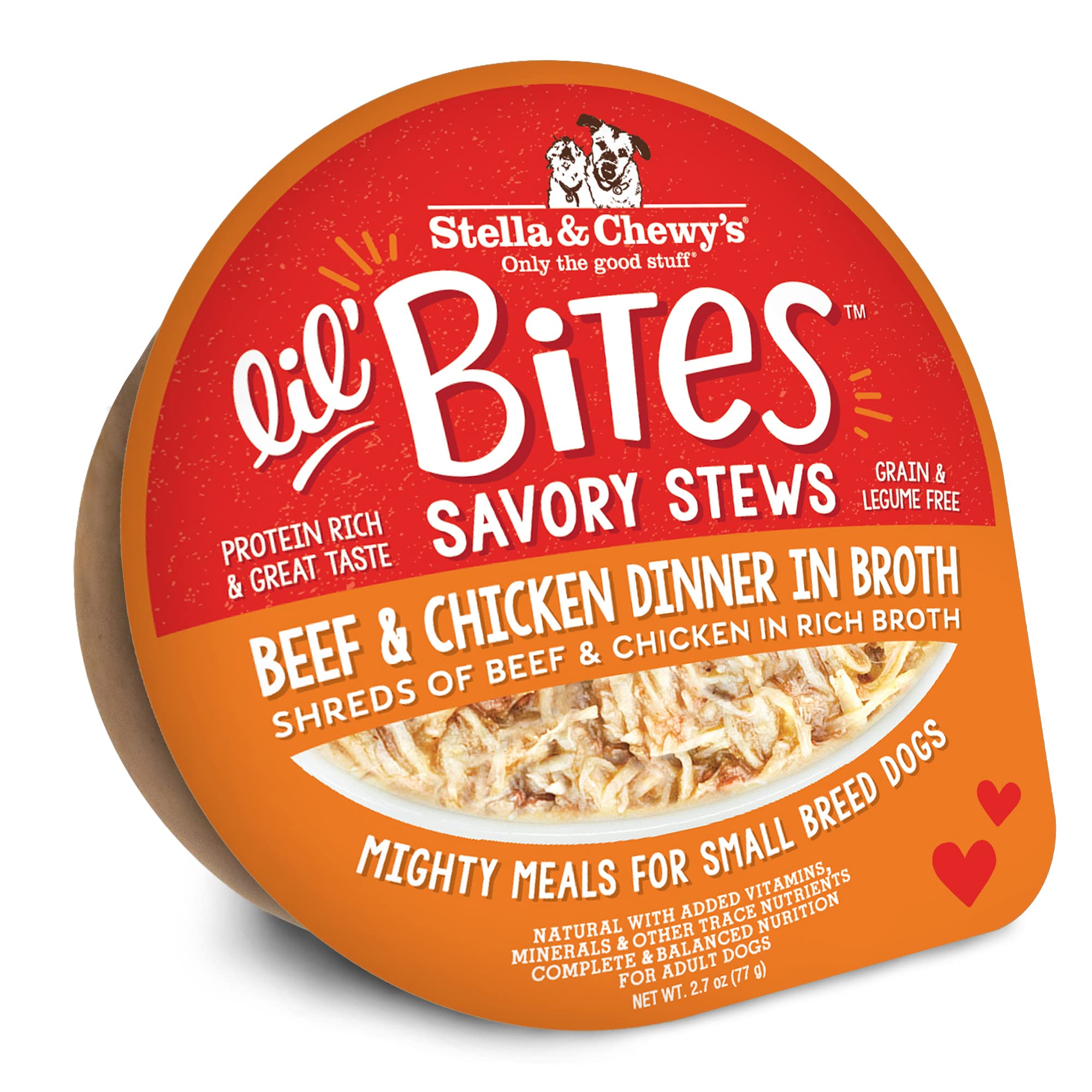 Stella & Chewy's Lil Bites Savory Stews for Small Breeds Beef & Chicken Dinner in Broth, 2.7 oz. Cups (Pack of 12)