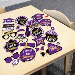 KatchOn, Graduation Photo Booth Props 2024 - Glitter, Pack of 30 | Black and Purple Graduation Photo Props | Graduation Props for Photoshoot 2024, Black and Purple Graduation Decorations Class of 2024