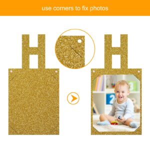 Birthday Photo Banner, Suitable for Kids and Adults Birthday Party Decoration, Annual Milestone Golden Happy Birthday Banner (gold)