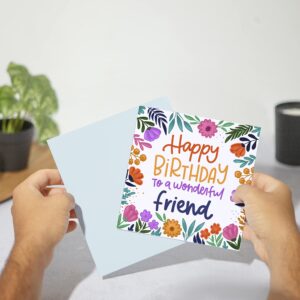 Huxters Birthday Card – Best Friend Birthday Cards with Floral Print –Birthday Cards for Her – Gifts for Women – Luxurious Print with Vivid Colours – Recyclable Envelope – 148 x 148mm (Friend)