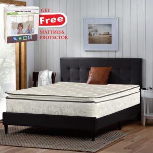 Mattress Solution, 12" Medium Plush Double Sided Pillowtop Innerspring Mattress, with Mattress Protector, Queen