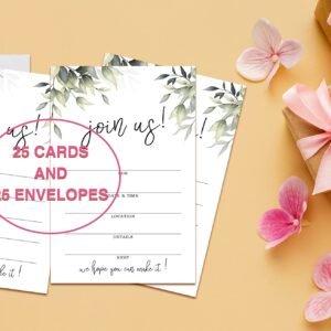 Join Us Invitation Cards With Envelopes -Greenery Invite Cards for All Occasions, Wedding, Engagement, Reception, Bridal or Baby Shower and Birthday Party - 25 Cards and 25 Envelopes- HL-001 YQK