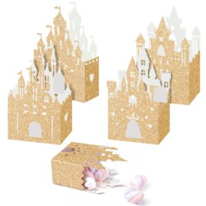 chrisfall 24 pieces princess castle boxes princess castle candy boxes princess castle party decorations glitter princess castle birthday favor boxes for wedding birthday party supplies