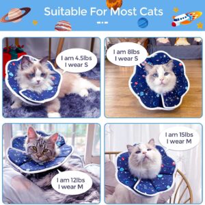 Johoxton Cat Cone, Cat Recovery Collar After Surgery Cat Cone Collar Cat Cones to Stop Licking Cat Donut Collar E Collar for Cats Puppy Dog (M, Fiber Blue)