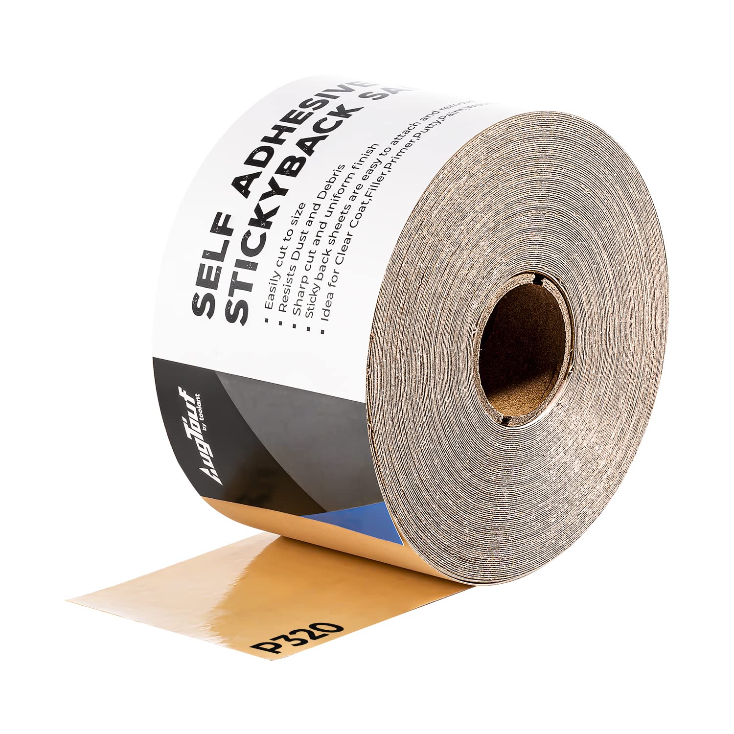 toolant 320 Grit Sandpaper Roll, 2-3/4" Wide 20 Yard Longboard Self Adhesive PSA Stickyback Sand Paper for Woodworking, Metal, Plastic, Automotive, Sanding Blocks